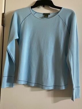 Eddie Bauer Light Blue Long-Sleeve Crewneck Top